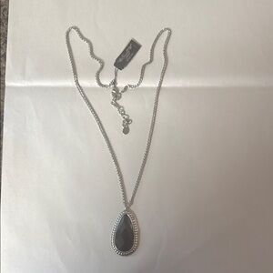 Scroll by Dillard's Elegant Silver Tone Necklace with Black Pendant